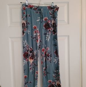 Floral Pajama Set Pants Matching Red Top